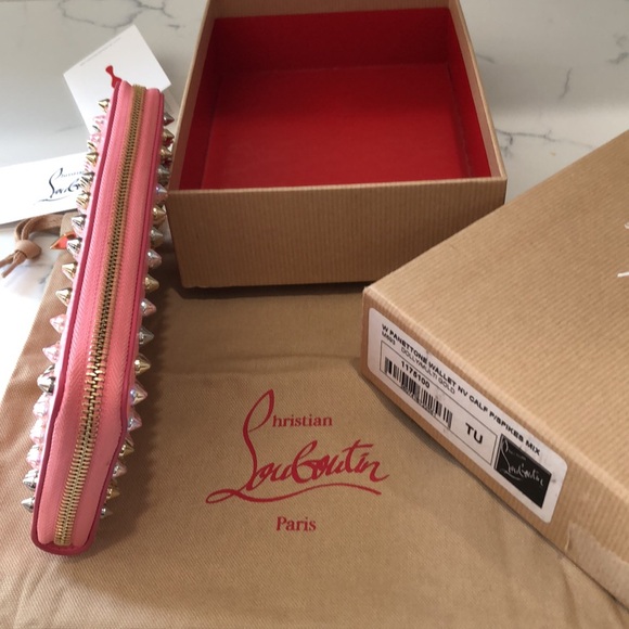 CHRISTIAN LOUBOUTIN PANETTONE WALLET PINK/SPIKES MIX DOLLY/MULTIGOLD - Picture 15 of 17